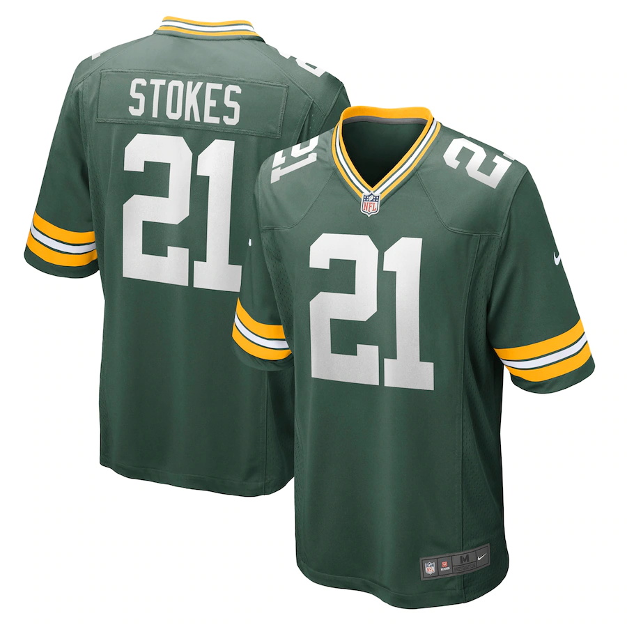 Mens Green Bay Packers #21 Eric Stokes Nike Green 2021 NFL Draft First Round Pick Game Jersey